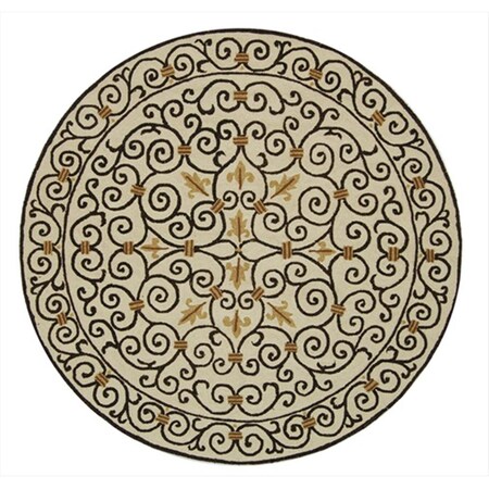 Safavieh 4 ft. x 4 ft. Round- Transitional Chelsea Ivory And Dark Brown Hand Hooked Rug HK11H-4R